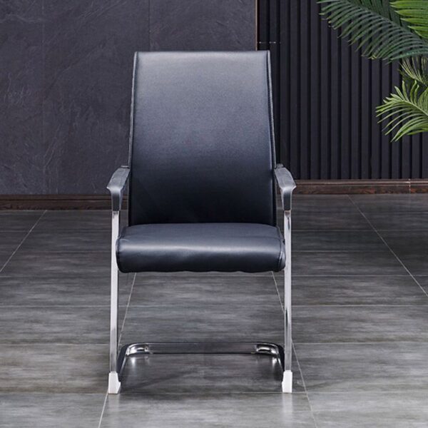 Luxurious leather executive office chair with a high backrest, padded armrests, and ergonomic design. The chair features rich leather upholstery, a sturdy steel frame, and smooth-rolling casters, providing both comfort and elegance for any office setting."