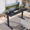 1.4-meter computer desk with a spacious wooden surface, sturdy legs, and a sleek modern design, offering ample workspace for multiple monitors, laptops, and office essentials."