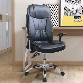 PU Leather Office Seat in a modern workspace setting, showcasing its ergonomic design and adjustable height.