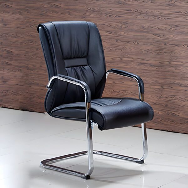 A high back leather conference chair in a stylish office setting, showcasing its premium leather finish and ergonomic design.