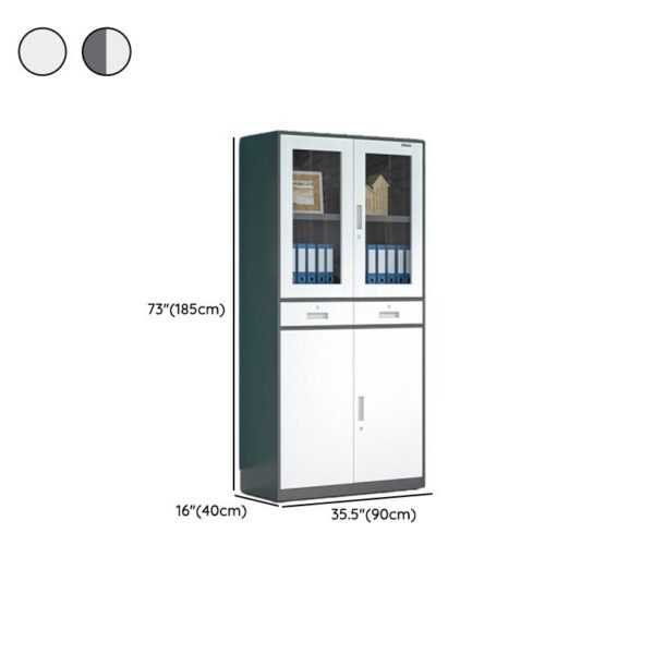 2-Door Half Glass Filing Office Cabinet in a contemporary office setting, showcasing its sleek design and visibility.