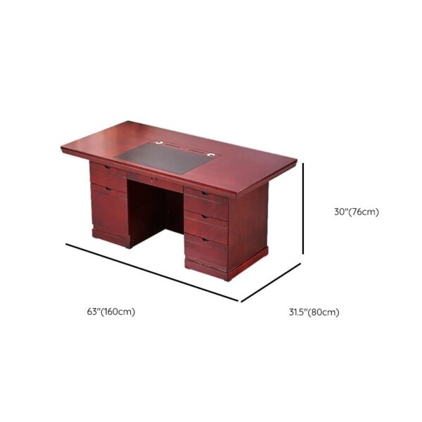 1400mm Executive Mahogany Office Desk showcasing its elegant design and spacious surface in a modern office setting.