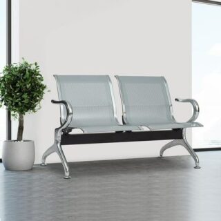 "Link Non-Padded Waiting Bench with metal frame, perfect for reception areas and waiting rooms."