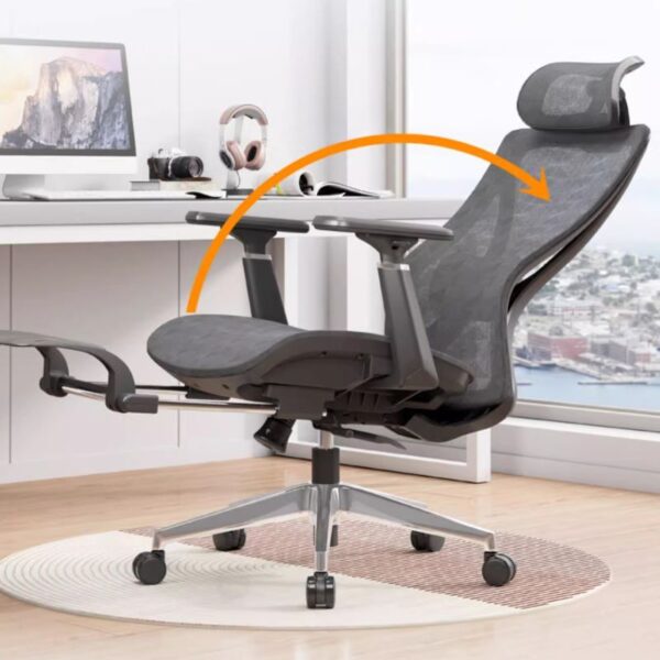 Lama High-Back Orthopedic Seat in a modern office setting, showcasing its ergonomic design and plush padding.