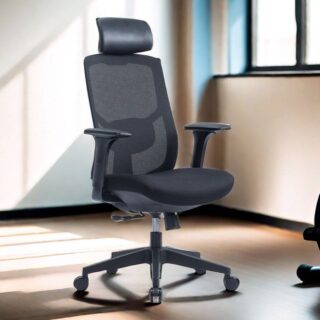 Ergonomic Mesh High Back Office Chair with adjustable lumbar support and armrests in a modern office setting.