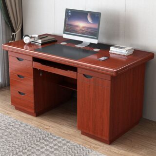 1.4 Meters Executive Office Desk with wood finish and built-in storage drawers