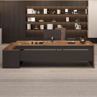 1.8M Executive Office Desk with spacious design, premium wooden finish, and built-in storage compartments.