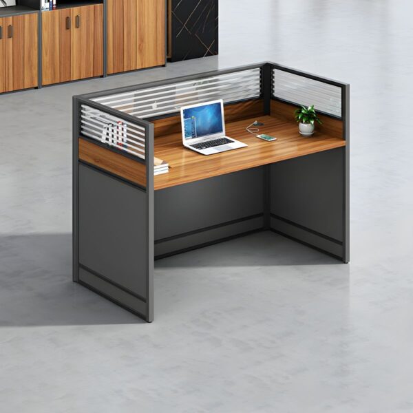 Modern 1-way workstation with spacious surface and integrated storage, designed