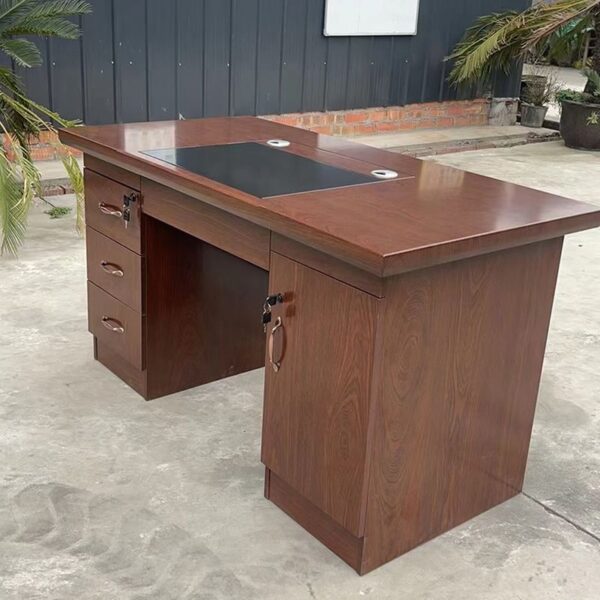 1400mm Mahogany Executive Office Desk with storage drawers and a polished finish.