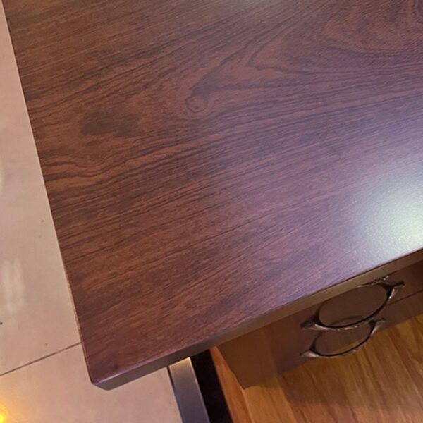 1400mm Mahogany Executive Office Desk with storage drawers and a polished finish.