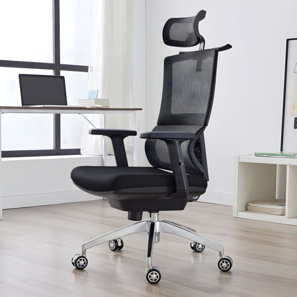 Ergonomic High Back Computer Desk Chair featuring a modern design and adjustable features in a contemporary office setting.