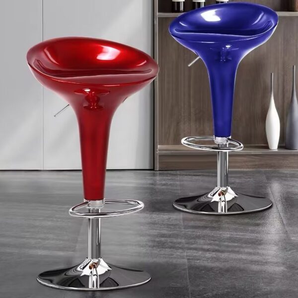 Metal swivel barstool with a sleek design and comfortable seating.