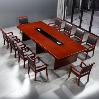 8-10 Seater Boardroom Table with a sleek, modern design and cable management features.