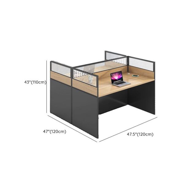 "Two-way modular workstation with privacy panels and spacious desks, designed for ergonomic comfort and office flexibility."