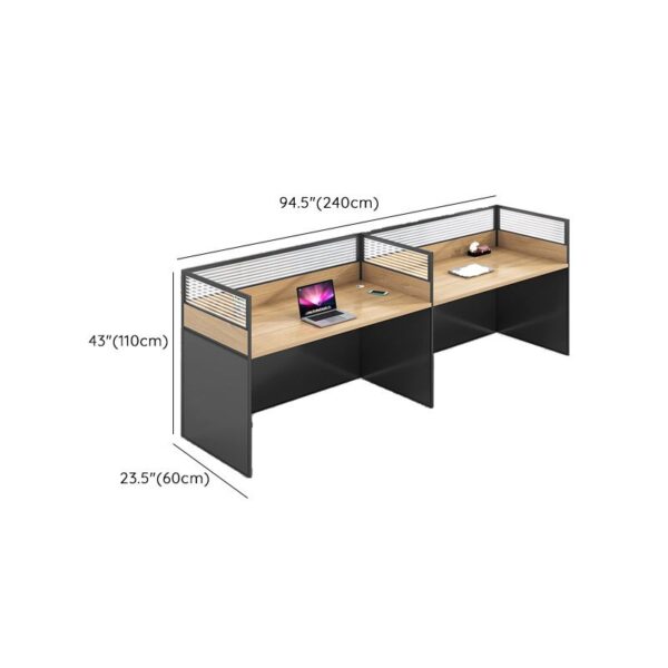 "Two-way modular workstation with privacy panels and spacious desks, designed for ergonomic comfort and office flexibility."