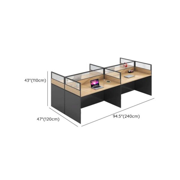 "Two-way modular workstation with privacy panels and spacious desks, designed for ergonomic comfort and office flexibility."