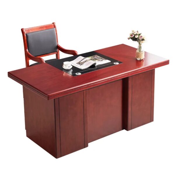 Mahogany 55-Inch Executive Office Desk featuring a rich finish and spacious surface in a modern office setting.