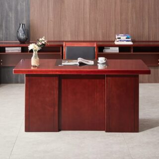 Mahogany 55-Inch Executive Office Desk featuring a rich finish and spacious surface in a modern office setting.