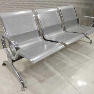 Stainless steel airport waiting bench featuring a sleek design and ergonomic seating.