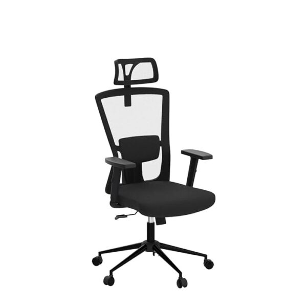 Ergonomic High-Back Office Seat showcasing its contoured design and adjustable features in a modern office setting.