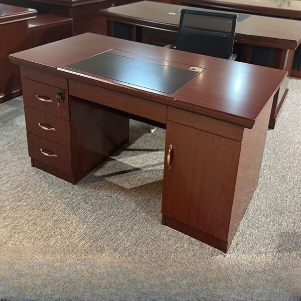 1400mm Mahogany Executive Office Desk with storage drawers and a polished finish.