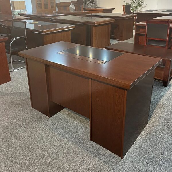 1400mm Mahogany Executive Office Desk with storage drawers and a polished finish.