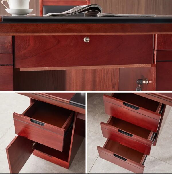 Mahogany 55-Inch Executive Office Desk featuring a rich finish and spacious surface in a modern office setting.