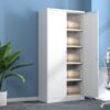 2-Door Metallic Office File Cabinet with spacious interior and adjustable shelves in a modern office environment.