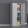 2-Door Metallic Office File Cabinet with spacious interior and adjustable shelves in a modern office environment.