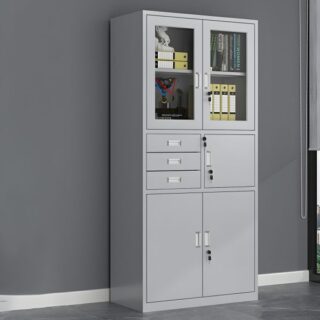 Contemporary Office Storage Steel Cabinet showcasing its sleek design and multiple storage options in a modern office setting.