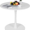 Modern round coffee/tea table featuring a sleek design and stylish finish.