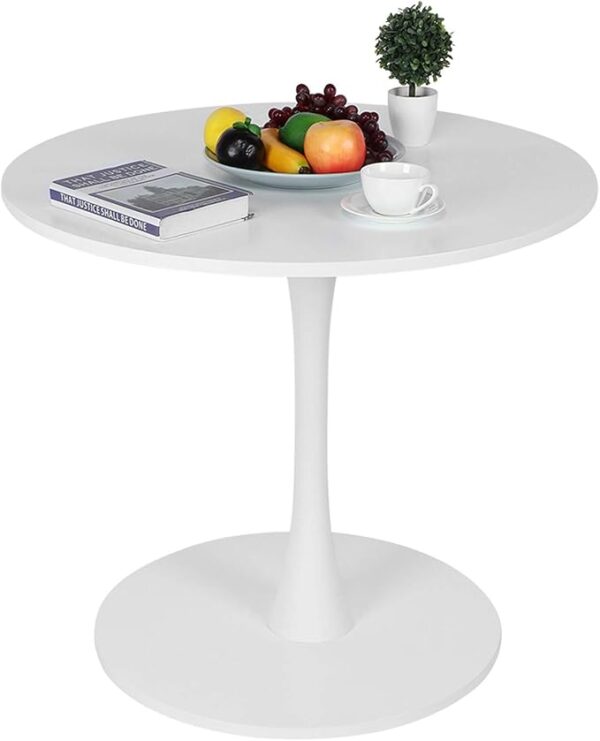 Modern round coffee/tea table featuring a sleek design and stylish finish.
