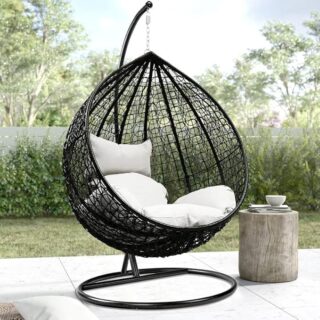 Hammock swivel swing with 360-degree rotation, made of durable fabric, perfect for indoor or outdoor relaxation.