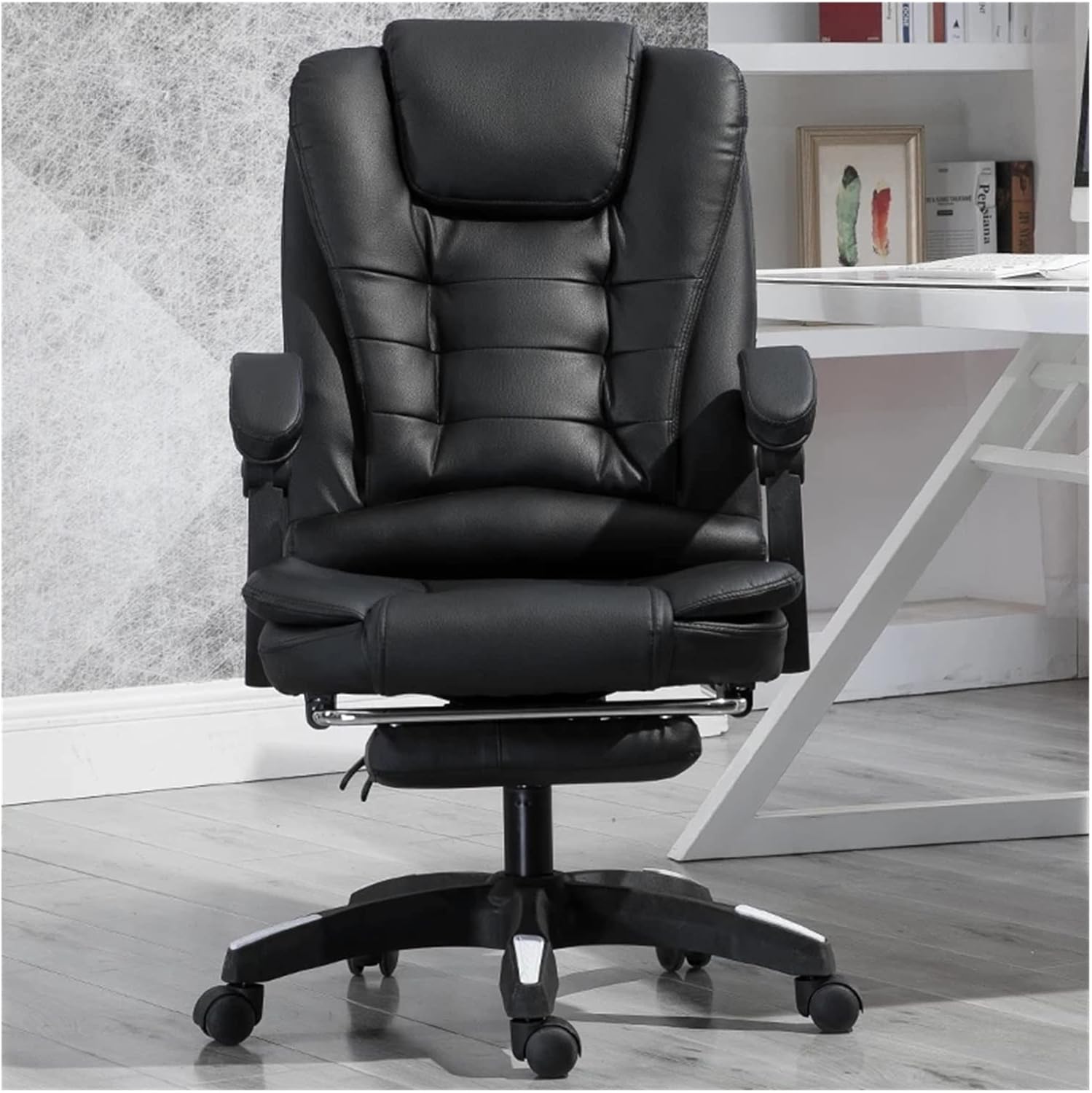 Ergonomic High Back Office Chair with adjustable lumbar support and modern design in an office setting.