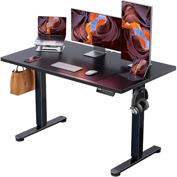 1.4 Meters Height Adjustable Standing Desk in a modern office setting, showcasing its spacious work surface.