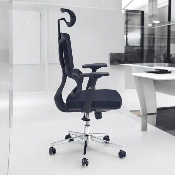 Discover the Black Orthopedic Office Boss Chair, designed for comfort and support with adjustable features and a sleek design, perfect for any office.