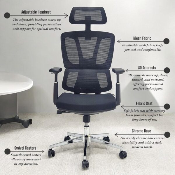 Discover the Black Orthopedic Office Boss Chair, designed for comfort and support with adjustable features and a sleek design, perfect for any office.