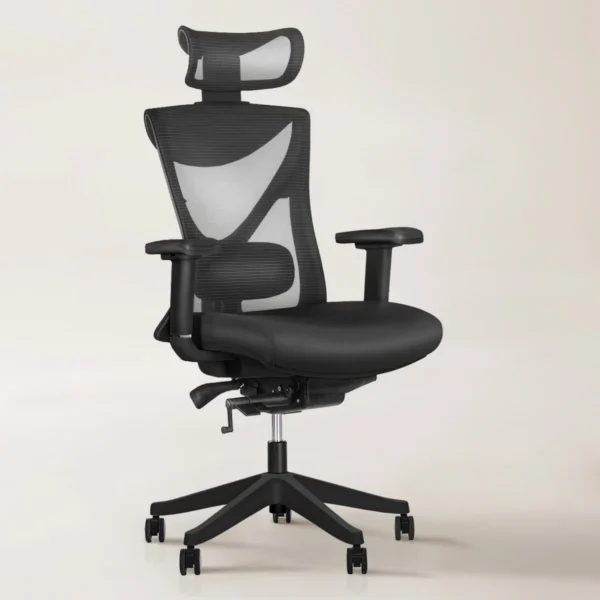 Ergonomic Office Chair with adjustable height, lumbar support, and breathable mesh backrest, designed for comfort and posture support