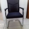 A sleek and ergonomic mesh executive office chair featuring a breathable mesh back, adjustable lumbar support, cushioned seat, and adjustable armrests, designed for comfort and support during long work hours