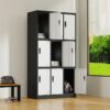 A sleek, vertical 9-door office locker cabinet made from durable, powder-coated steel. Each door has a ventilation slot and a secure lock.