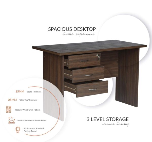 "1.4m study home office desk featuring a sleek design with a spacious surface, modern legs, and organized workspace essentials."