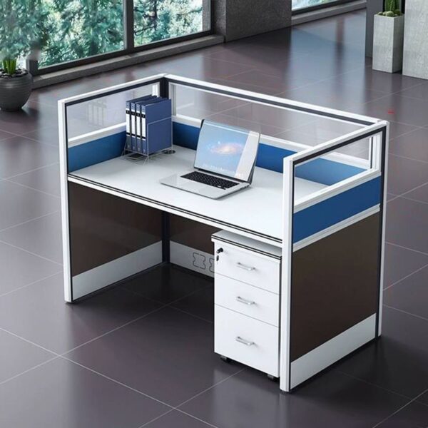 Modern 1-way workstation with spacious surface and integrated storage, designed