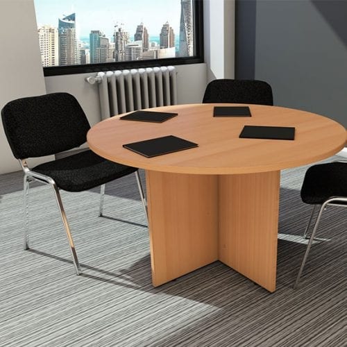 Round Meeting/Conference Table with chairs, set up for a professional meeting