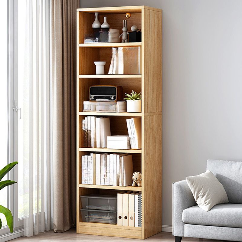 4-Tier Wooden Bookshelf with books and decorative items displayed