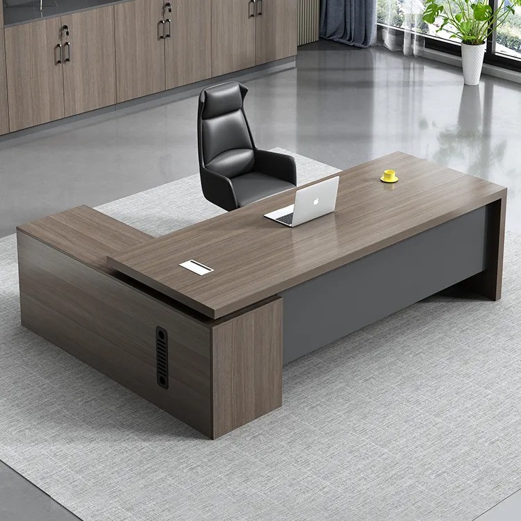 1600M Executive Office Desk with a spacious surface and modern design, featuring drawers and cable management.