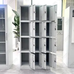 "12-Locker Office Storage Cabinet with sleek design, featuring individual lockers in a modern office setting."