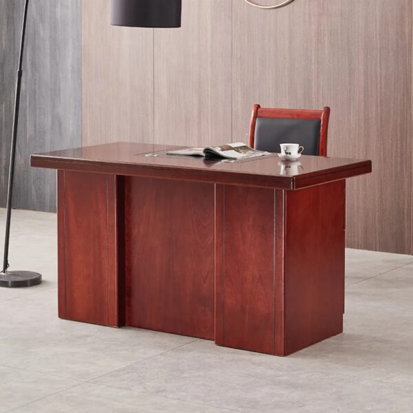 Mahogany 55-Inch Executive Office Desk featuring a rich finish and spacious surface in a modern office setting.