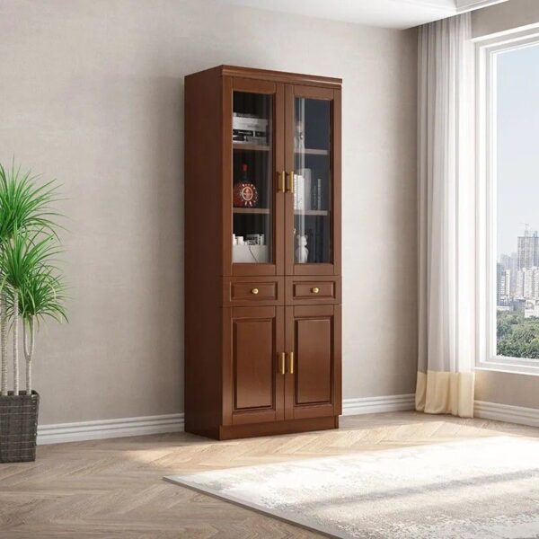 Elegant 2-door wooden office bookcase with adjustable shelves and a sleek design.