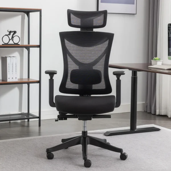 Ergonomic Office Chair with adjustable height, lumbar support, and breathable mesh backrest, designed for comfort and posture support