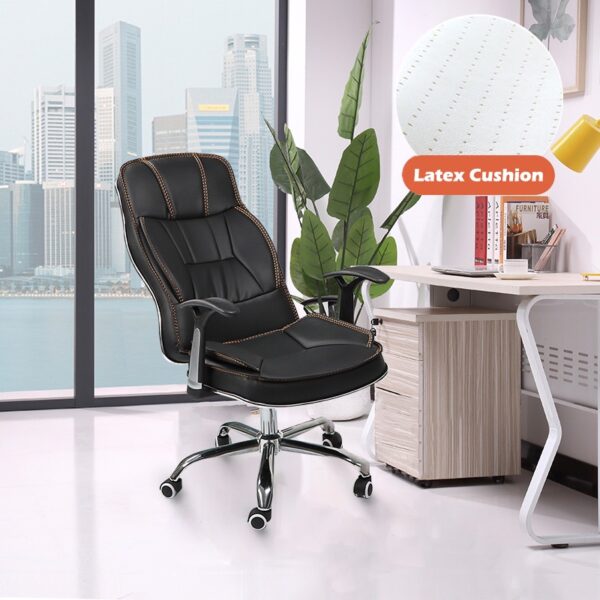 Generic Leather Orthopedic Office Seat featuring ergonomic design and adjustable features in a modern office setting.